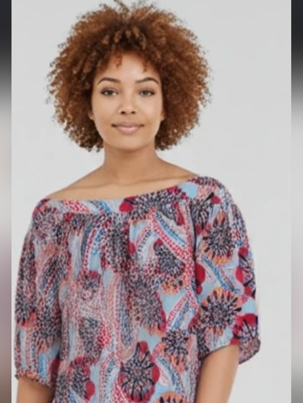 Crown & IVY off shoulder top Colorful size medium in excellent shape .